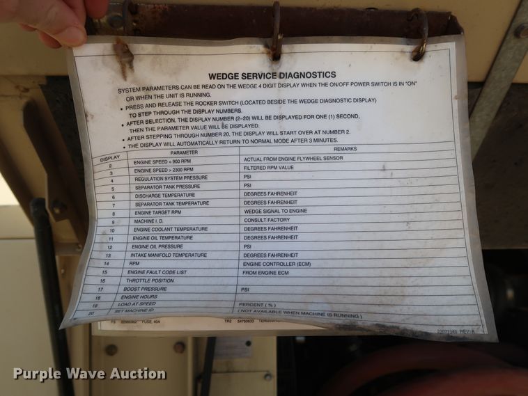 image for item DG4179 2011 Ingersoll Rand XP375WJD air compressor