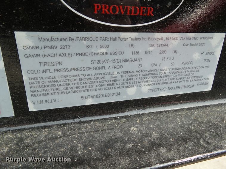 image for item EM9831 2020 Hull Porter TM182 tilt deck utility trailer