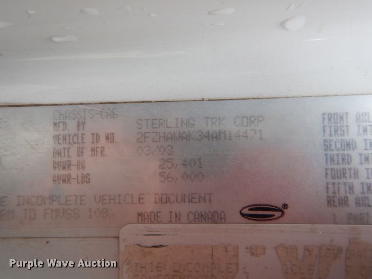 image for item FU9532 2004 Sterling L-Line crane truck