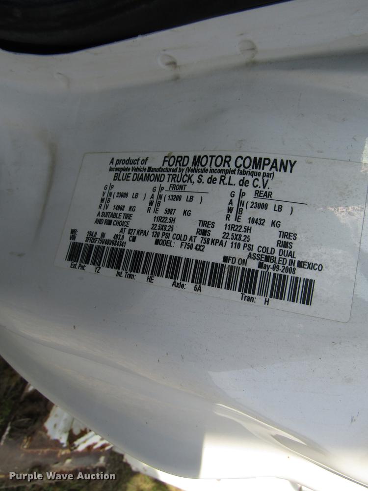 image for item DE2396 2008 Ford F750 Super Duty digger derrick truck