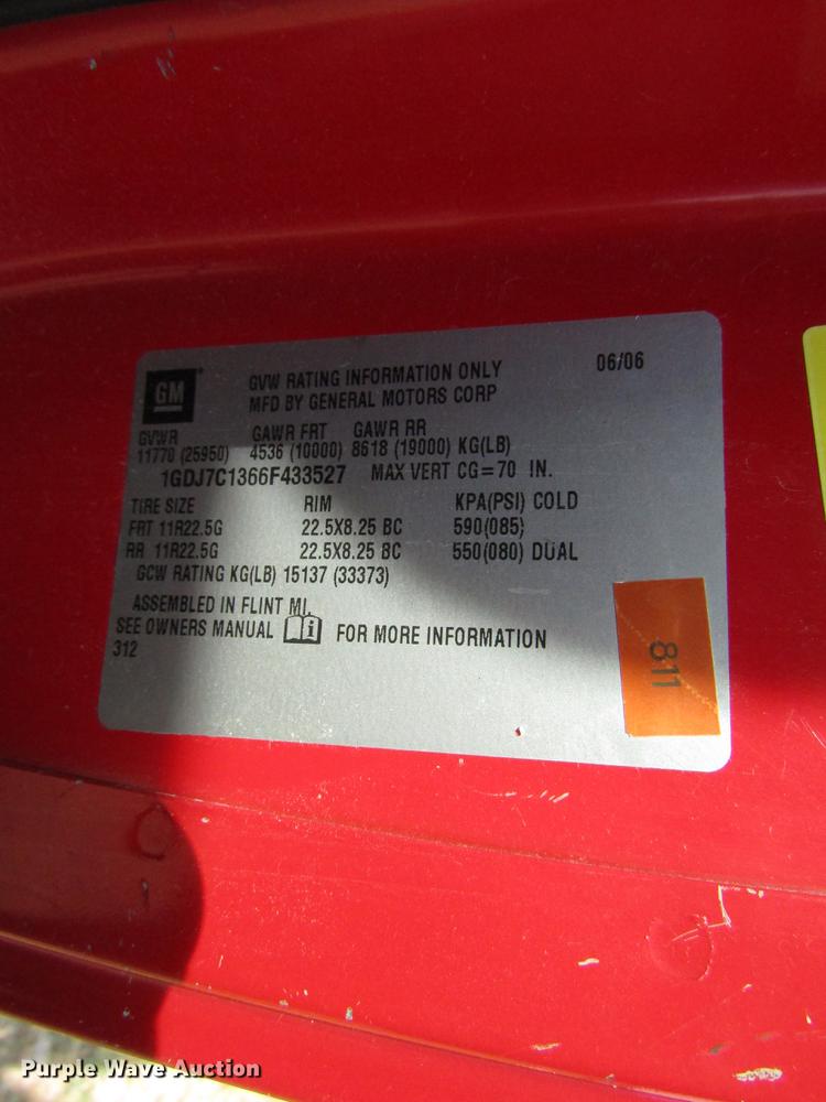 image for item DE2401 2006 GMC C7500 flat dump bed truck