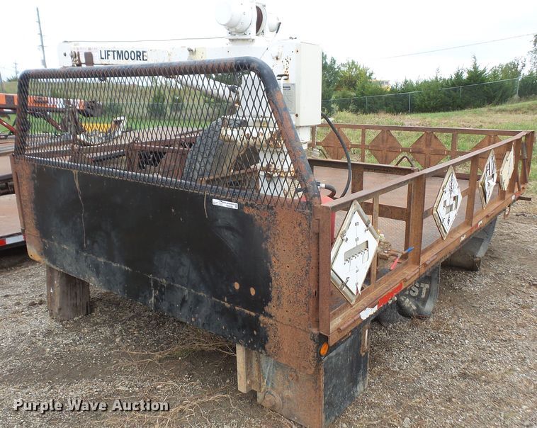 image for item FB9298 12'L x 101.5"W steel flatbed with crane