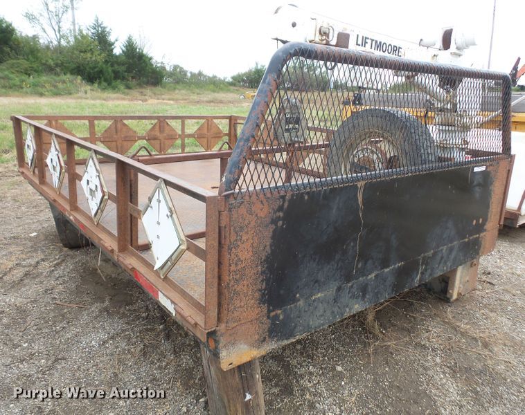 image for item FB9298 12'L x 101.5"W steel flatbed with crane