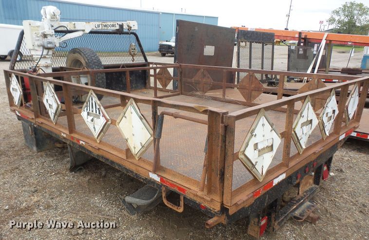 image for item FB9298 12'L x 101.5"W steel flatbed with crane