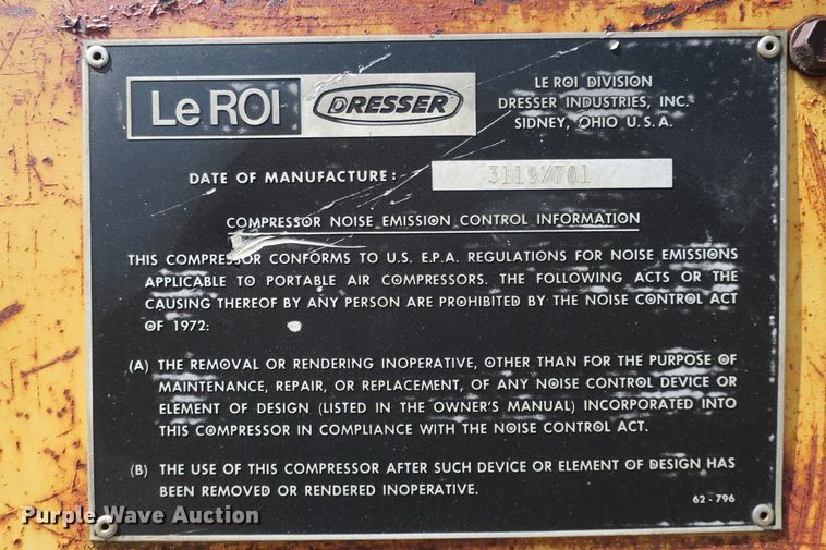 image for item DB10197 Leroi 185 air compressor