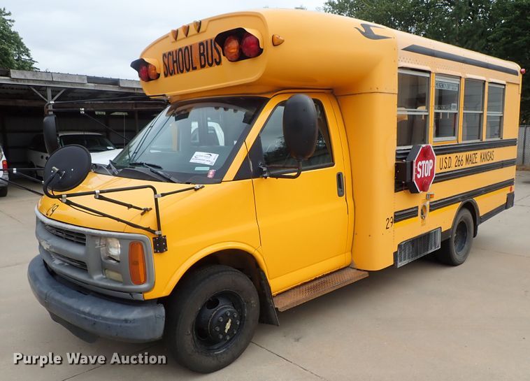 image for item DB7710 2002 Chevrolet Express G3500 Blue Bird school bus