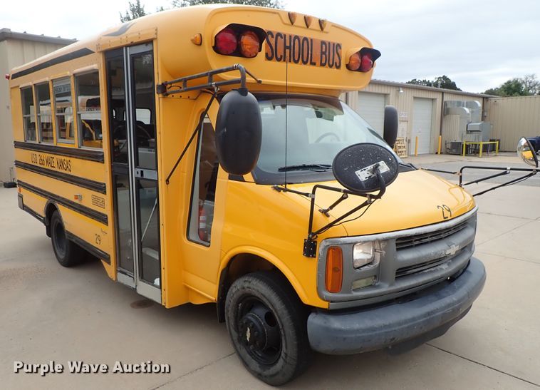 image for item DB7710 2002 Chevrolet Express G3500 Blue Bird school bus