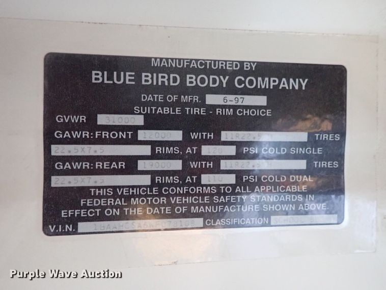 image for item DB7721 1998 Blue Bird TC2000 school bus