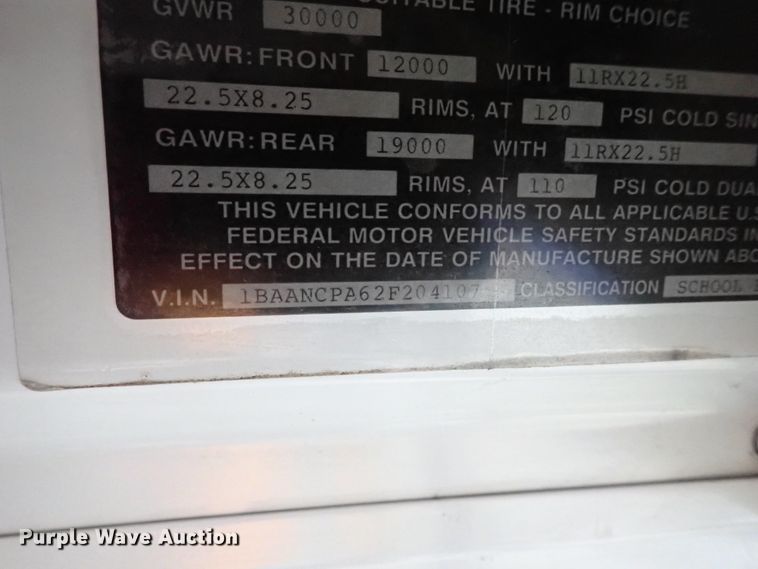 image for item DB7722 2002 Blue Bird TC2000 school bus