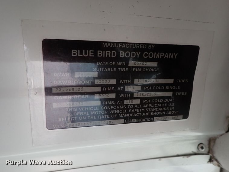 image for item DB7723 2002 Blue Bird TC2000 school bus