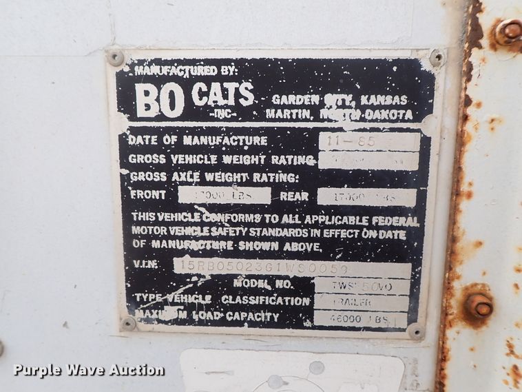 image for item DB7724 1986 Bocats TWS50V0 walking floor trailer