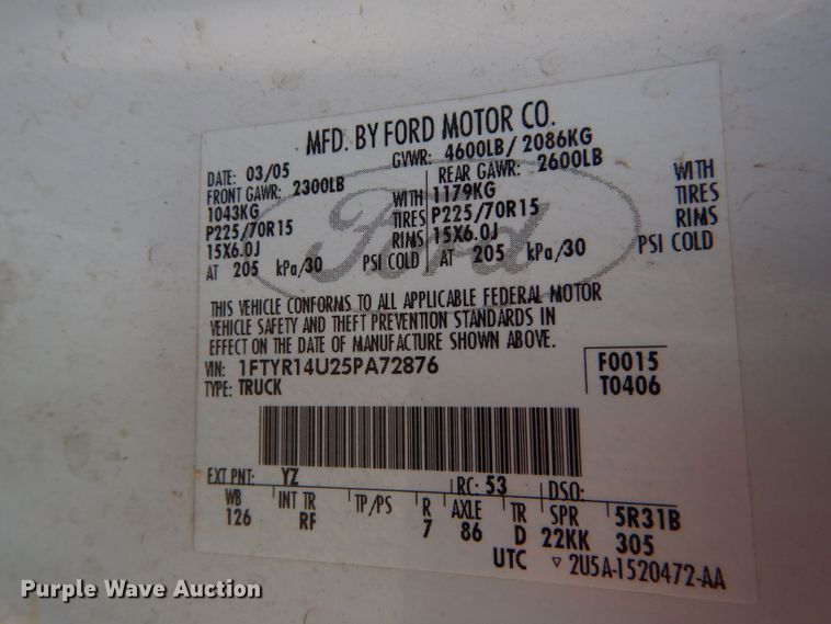 image for item DH2579 2005 Ford Ranger SuperCab pickup truck