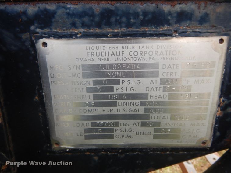 image for item DH3578 1988 Fruehauf TEH-F2-7000 tank trailer