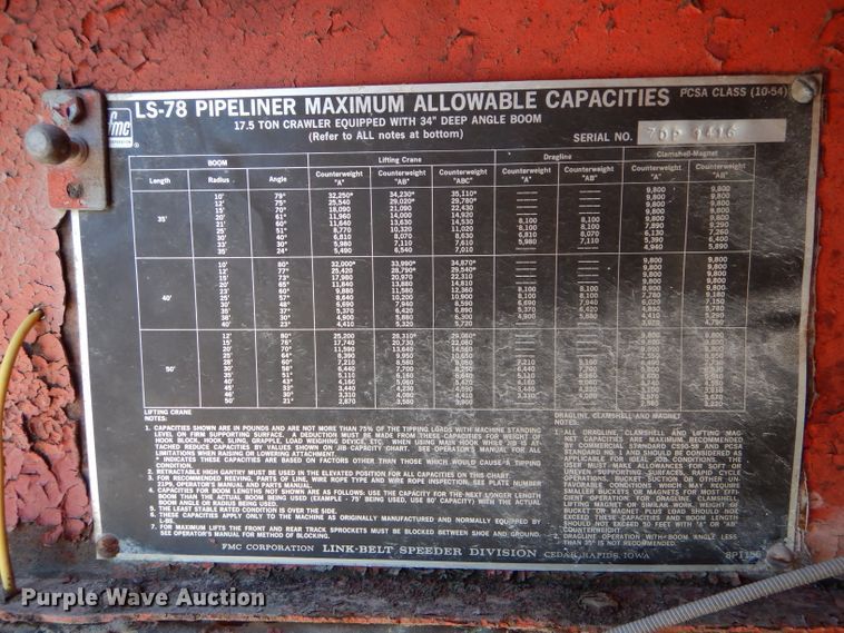 image for item DH6164 1966 Link-Belt LS78PL crane