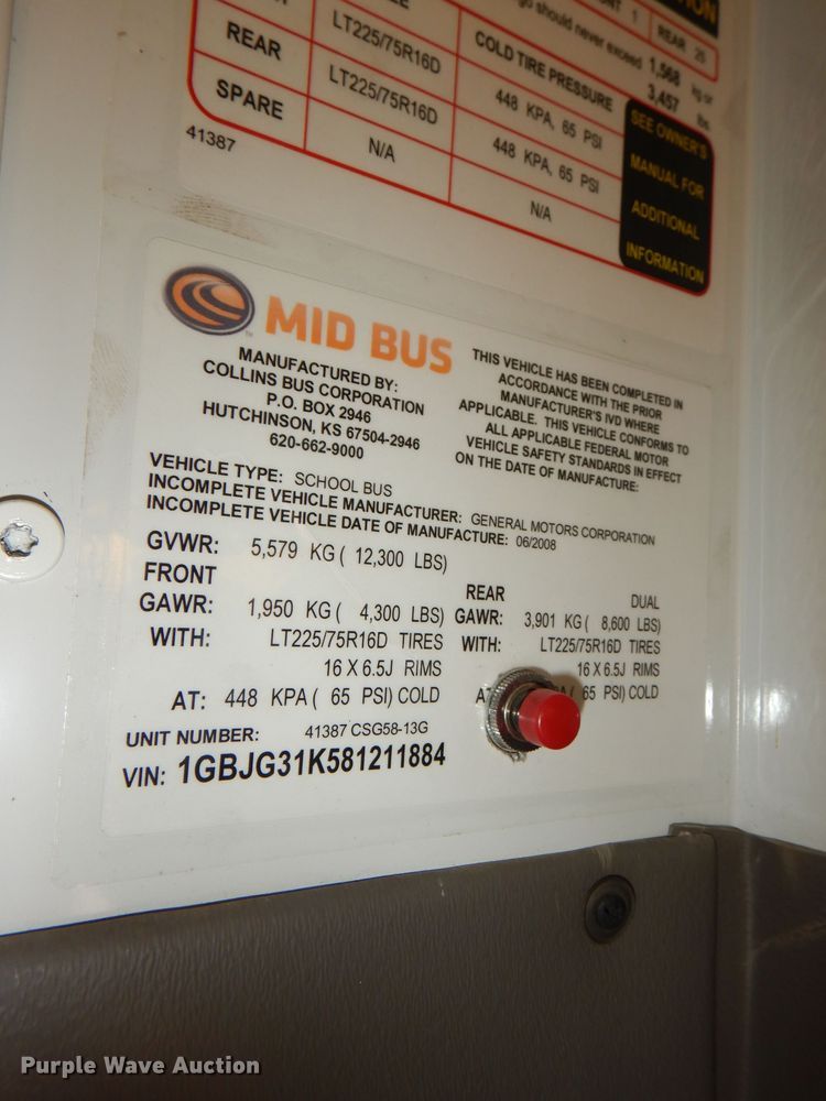 image for item DI2530 2008 Chevrolet Express 3500 school bus