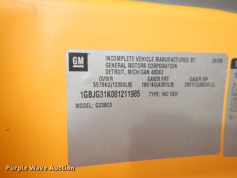 image for item DI2531 2008 Chevrolet Express 3500 school bus