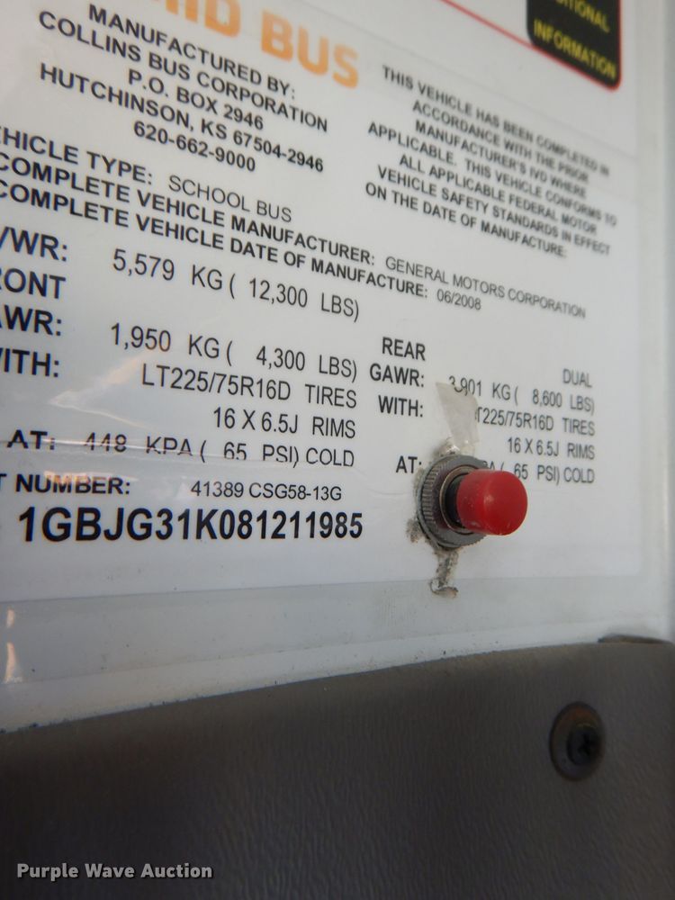 image for item DI2531 2008 Chevrolet Express 3500 school bus