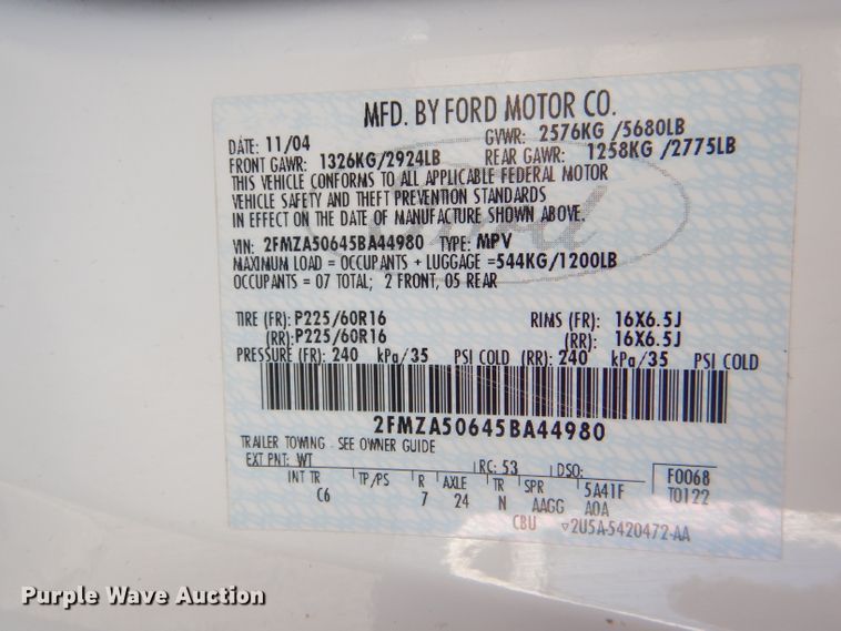 image for item DI2550 2005 Ford Freestar van