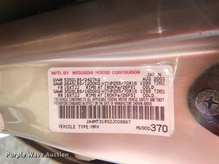 image for item DI2554 2002 Mitsubishi Montero Sport SUV