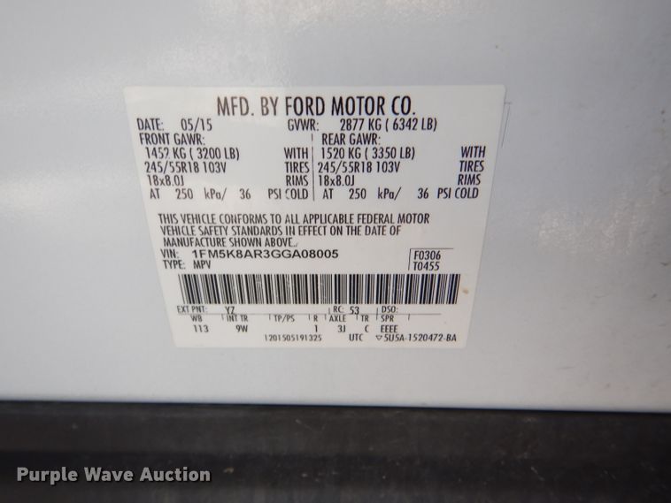 image for item DI2558 2016 Ford Explorer Police SUV