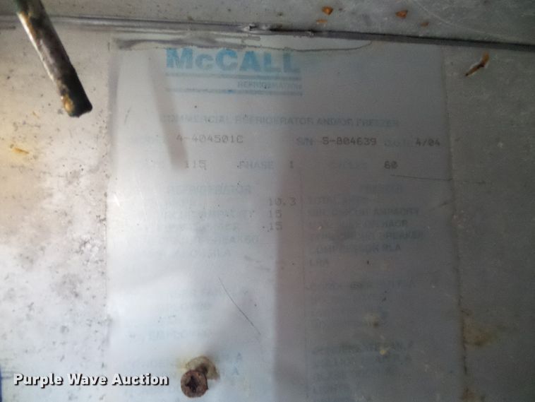 image for item EQ9205 2004 McCall stainless steel refrigeration unit