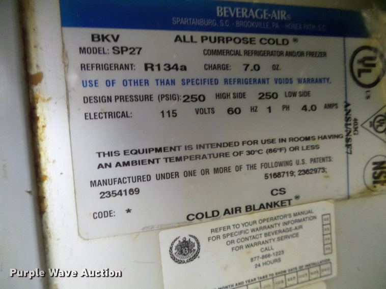 image for item EQ9223 Beverage Air SP27 stainless steel cooler