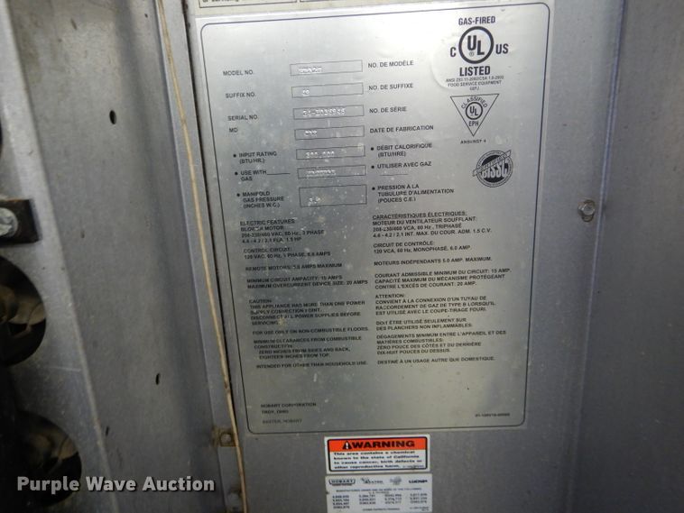 image for item FI9634 Hobart HBA2G stainless steel walk-in oven