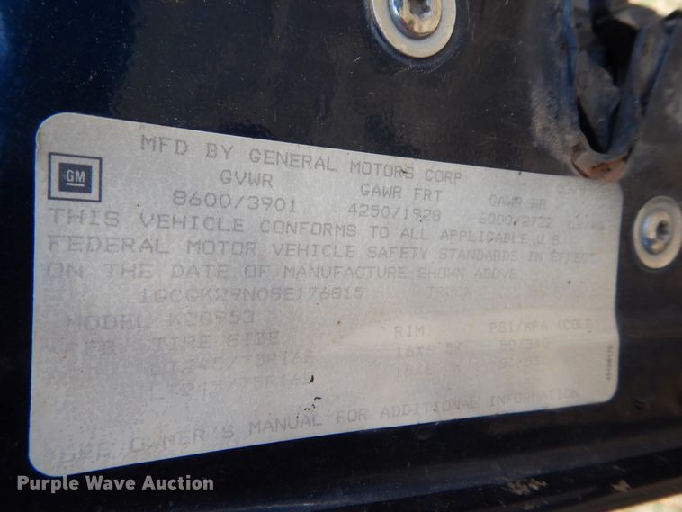 image for item FK9778 1995 Chevrolet K2500 Ext. Cab pickup truck