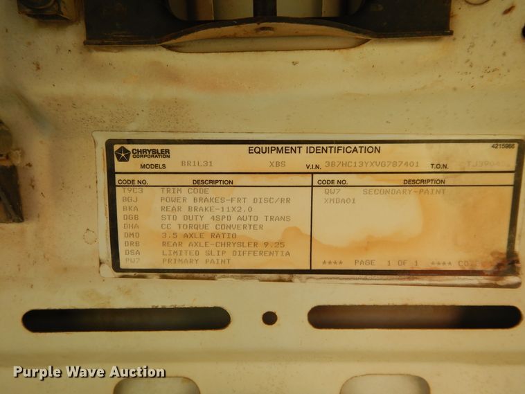 image for item FK9781 1997 Dodge Ram 1500 Club Cab pickup truck