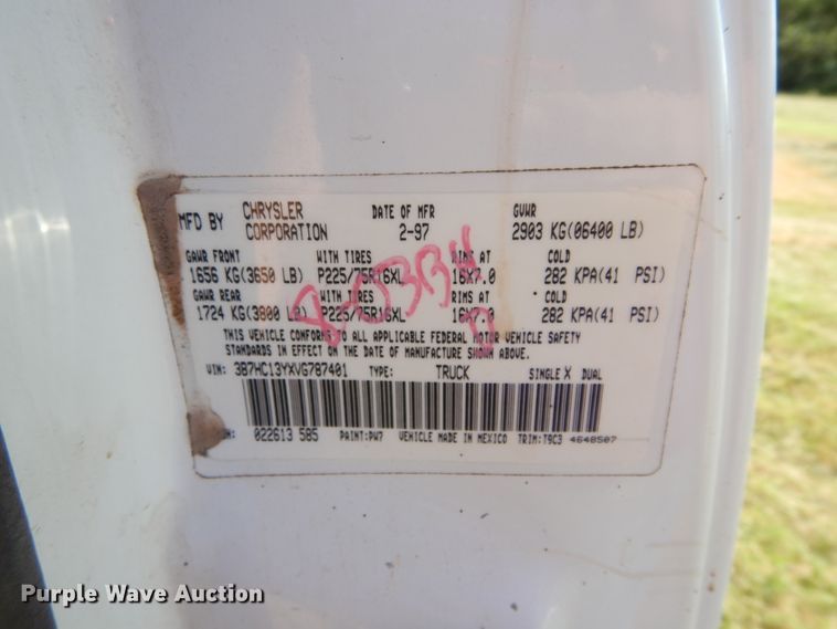 image for item FK9781 1997 Dodge Ram 1500 Club Cab pickup truck