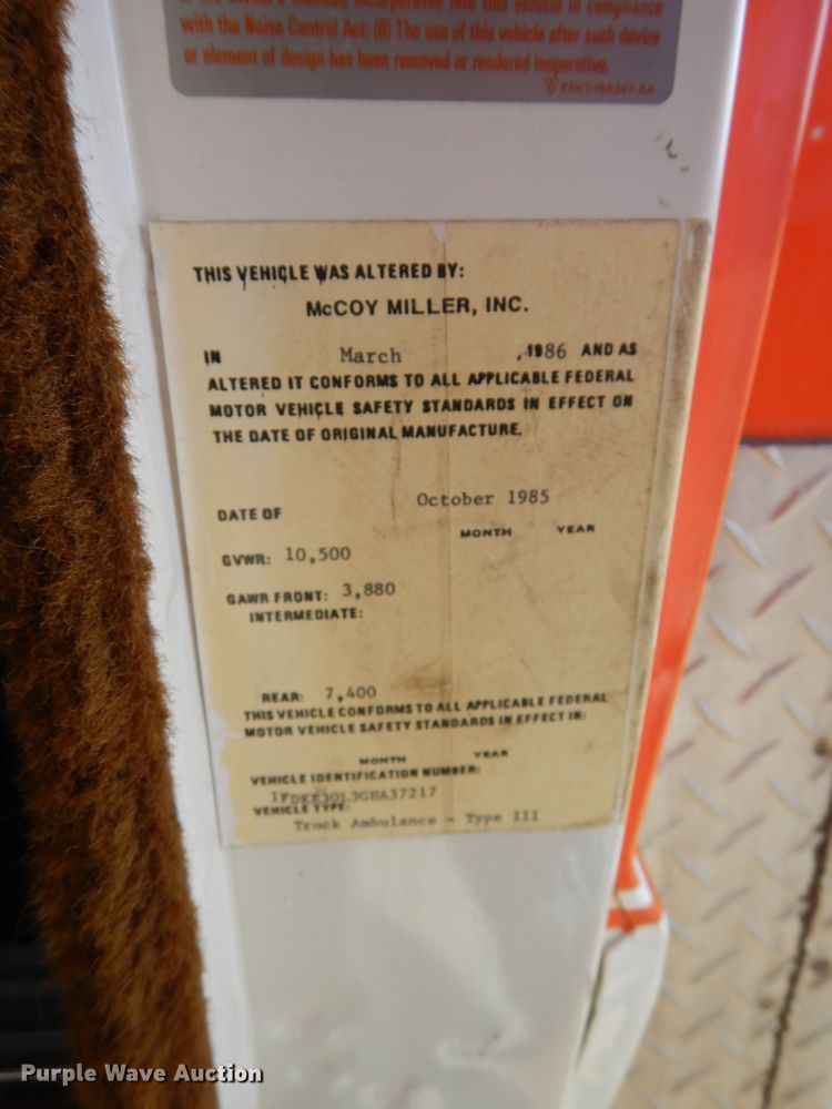 image for item FK9782 1986 Ford Econoline E350 ambulance
