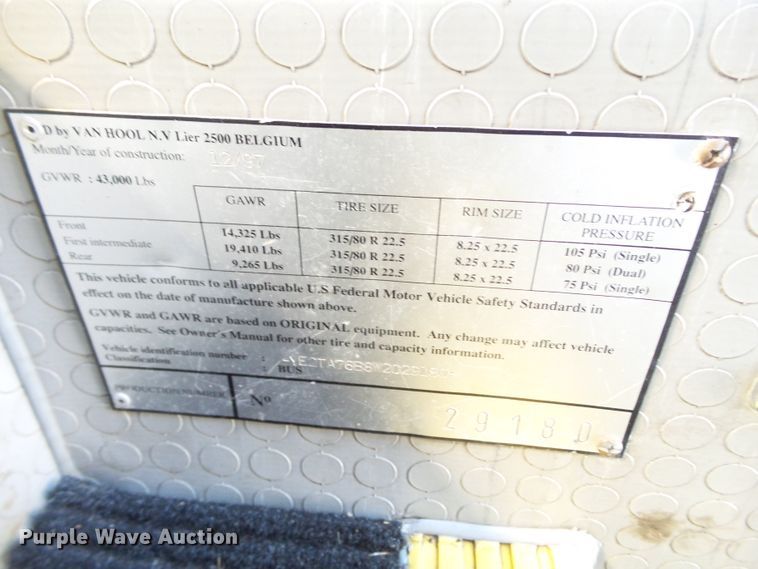 image for item GC9041 1998 Van Hool T940 coach bus