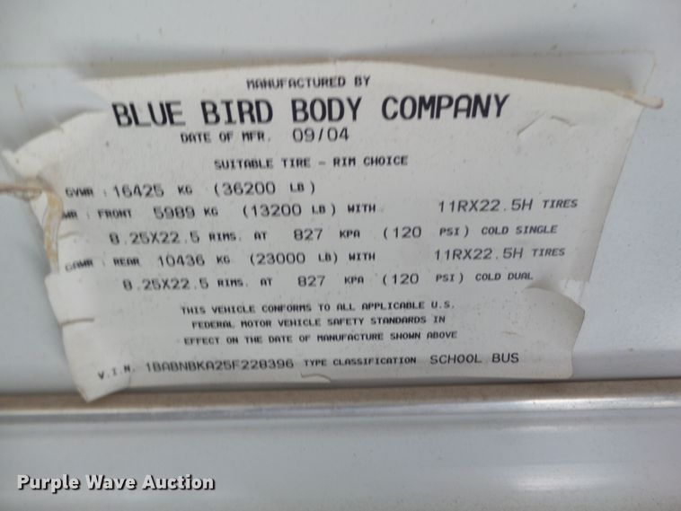 image for item GC9042 2005 Blue Bird All American FE school bus