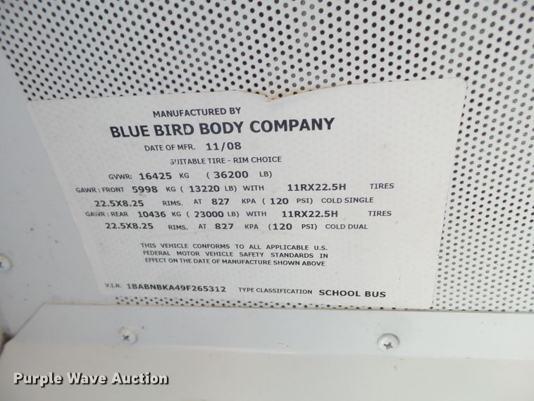 image for item GC9043 2009 Blue Bird All American FE school bus