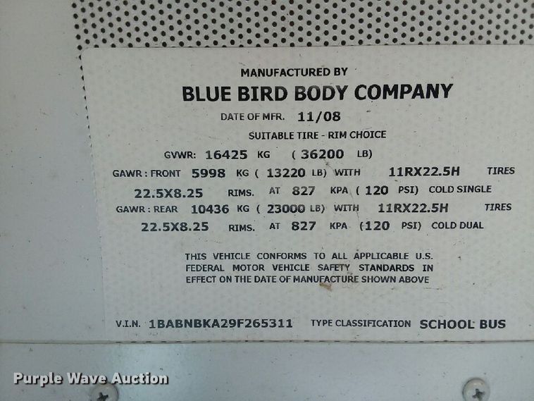 image for item GC9045 2009 Blue Bird All American FE school bus