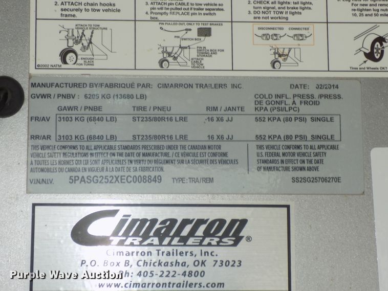 image for item DG2447 2014 Cimarron Showstar livestock trailer