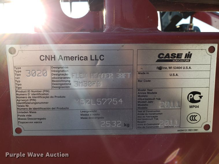 image for item DH2862 2011 Case IH 3020 flex head