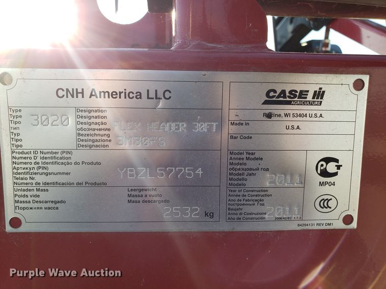 image for item DH2862 2011 Case IH 3020 flex head