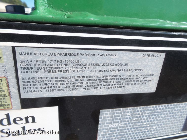 image for item GC9049 2018 East Texas fuel tank trailer