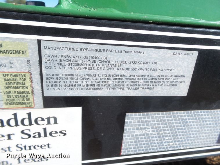 image for item GC9049 2018 East Texas fuel tank trailer