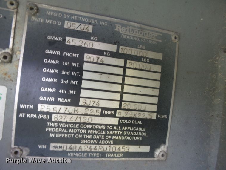 image for item DE7979 2004 Reitnouer 50T drop deck trailer