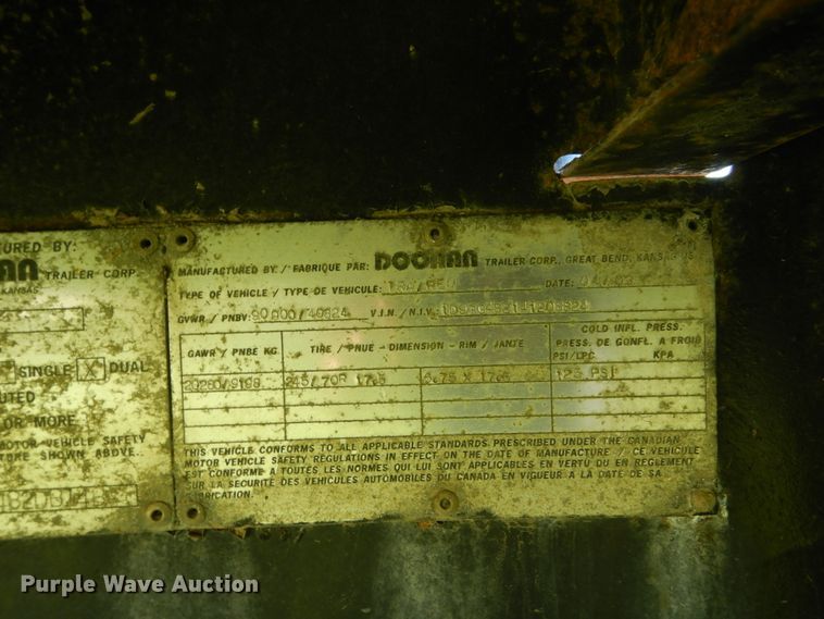 image for item FU9553 2004 Doonan 482DB14B drop deck trailer