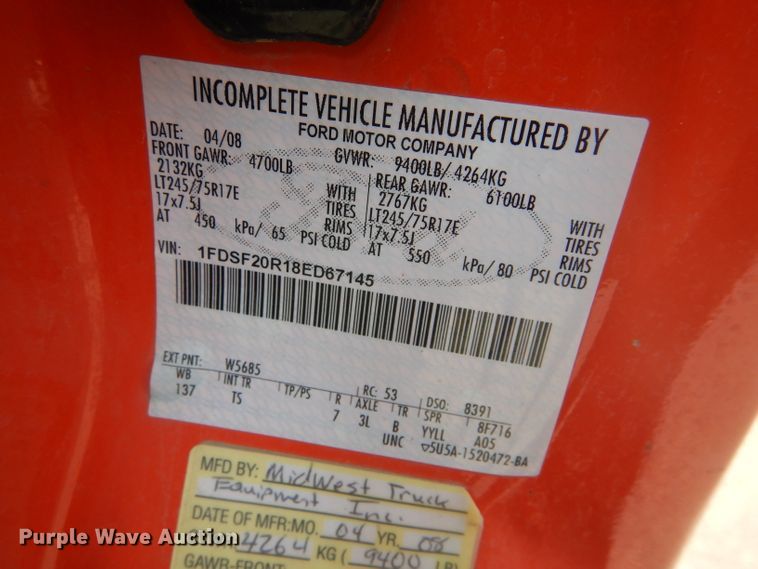 image for item DB4975 2008 Ford F250 Super Duty utility bed pickup truck