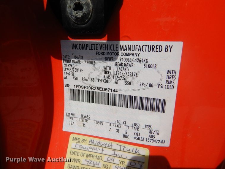 image for item DB4976 2008 Ford F250 Super Duty utility bed pickup truck