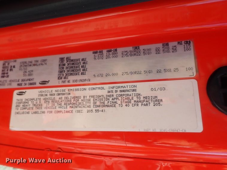 image for item DE1086 2003 Sterling LT7501 dump truck