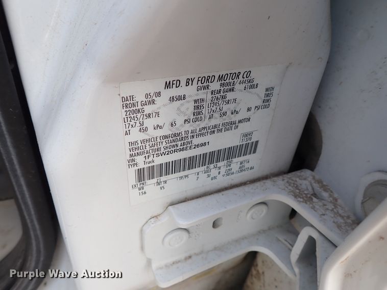 image for item DE1093 2008 Ford F250 Super Duty Crew Cab utility bed pickup truck