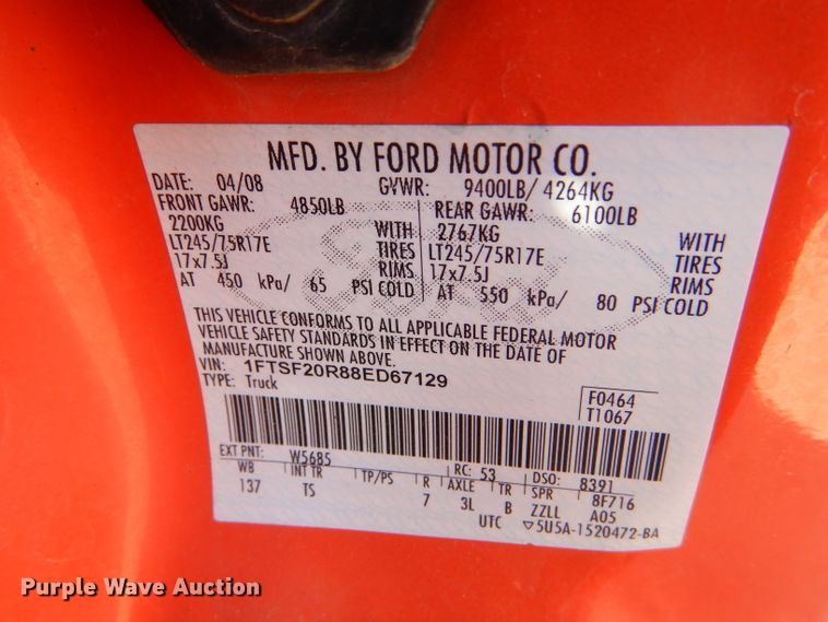 image for item DE4340 2008 Ford F250 Super Duty pickup truck