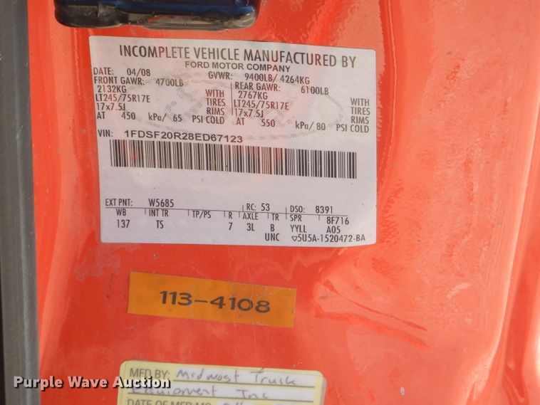 image for item FC9945 2008 Ford F250 Super Duty utility bed pickup truck