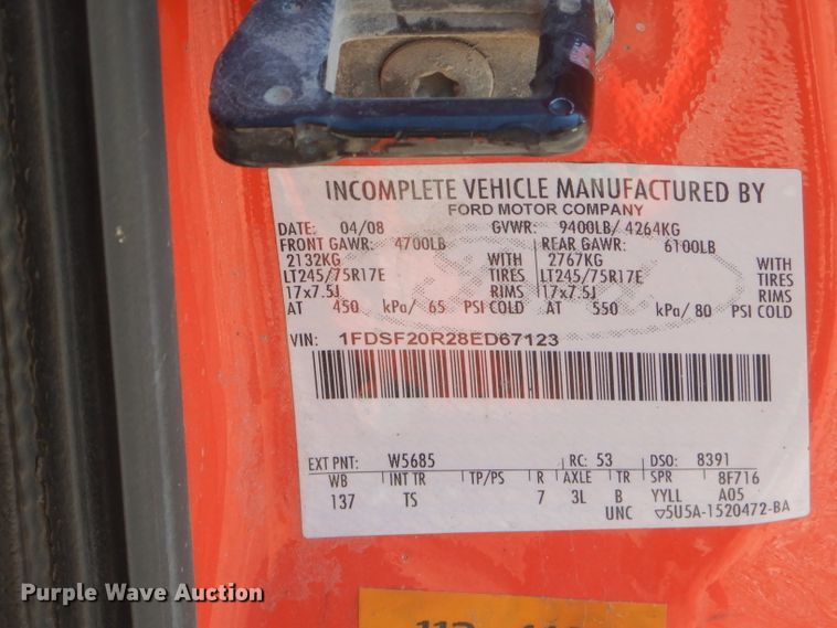 image for item FC9945 2008 Ford F250 Super Duty utility bed pickup truck