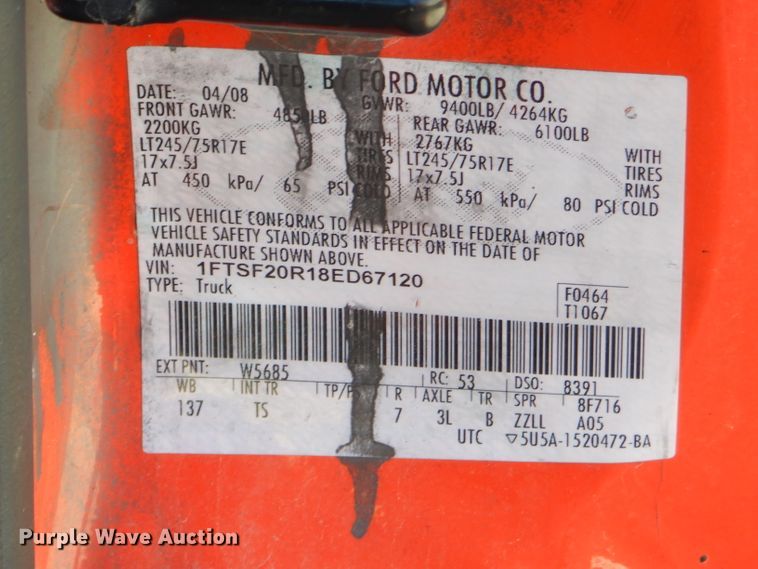 image for item FC9948 2008 Ford F250 Super Duty XL utility bed pickup truck